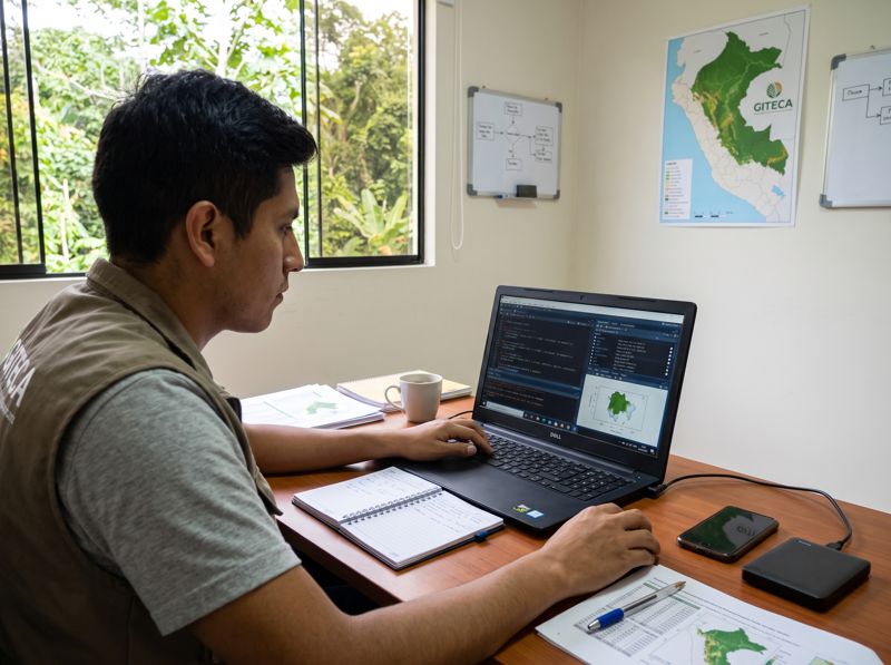 Especialista programando un análisis espacial en R